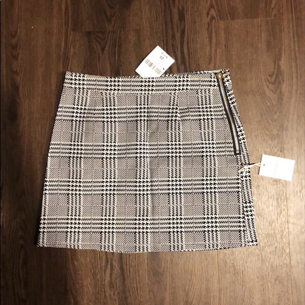 Navy and Cream Plaid Skirt